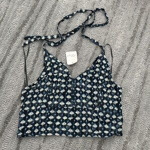 Free People Black and White Floral Crop Top
